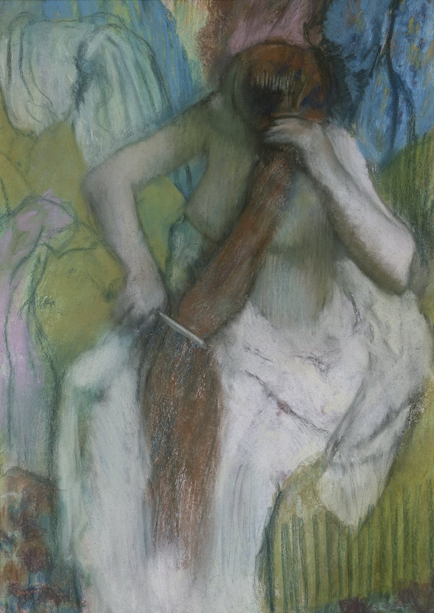 Vrouw die haar Haar Kammt door Edgar Degas