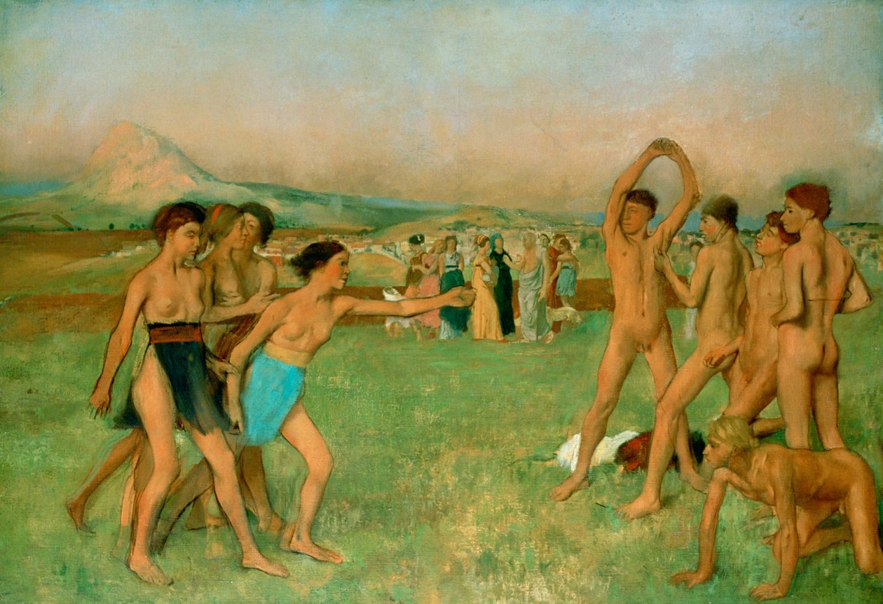 Jonge Spartanen Oefenen, c1860 door Edgar Degas