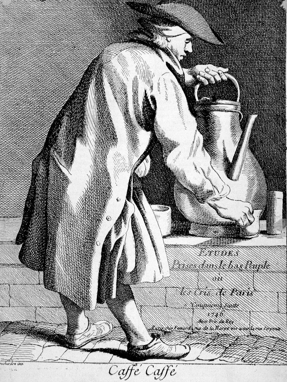 Koffiehandelaar - tekening door Bouchardon door Edmé Bouchardon