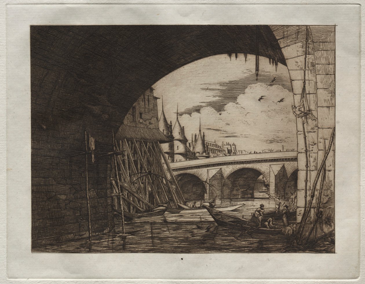 Boog van Pont Notre Dame door Edmond Gosselin