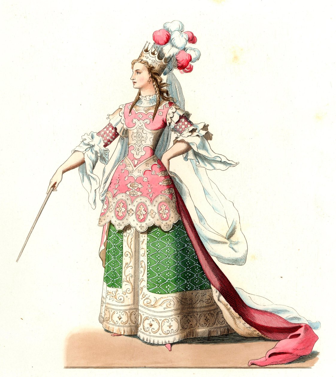 Franse vrouw in balletkostuum door Edmond Lechevallier Chevignard