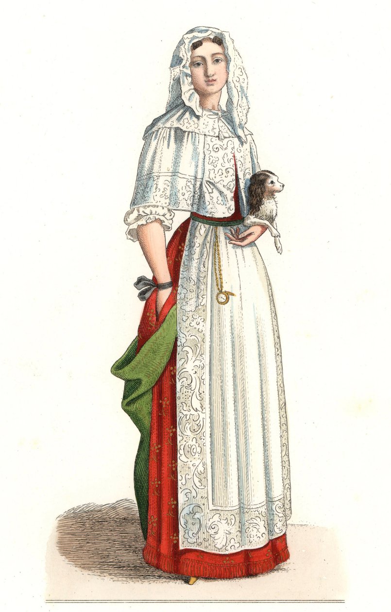 Franse vrouw in ochtendjurk door Edmond Lechevallier Chevignard