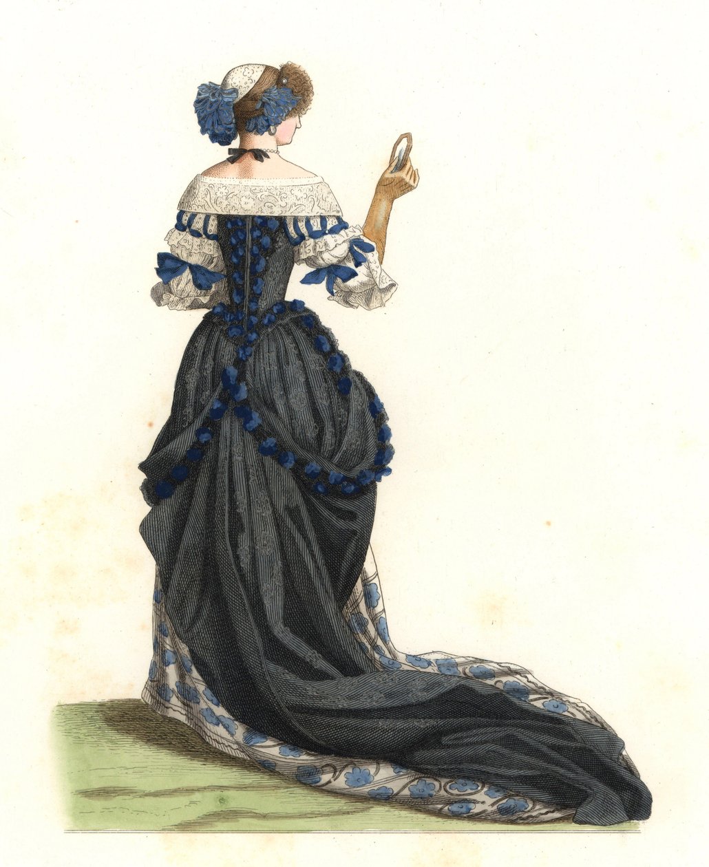Franse vrouw in stadskleding, Franse adel door Edmond Lechevallier Chevignard
