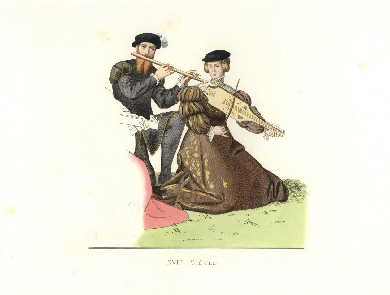 Heer en vrouw, Engeland door Edmond Lechevallier Chevignard