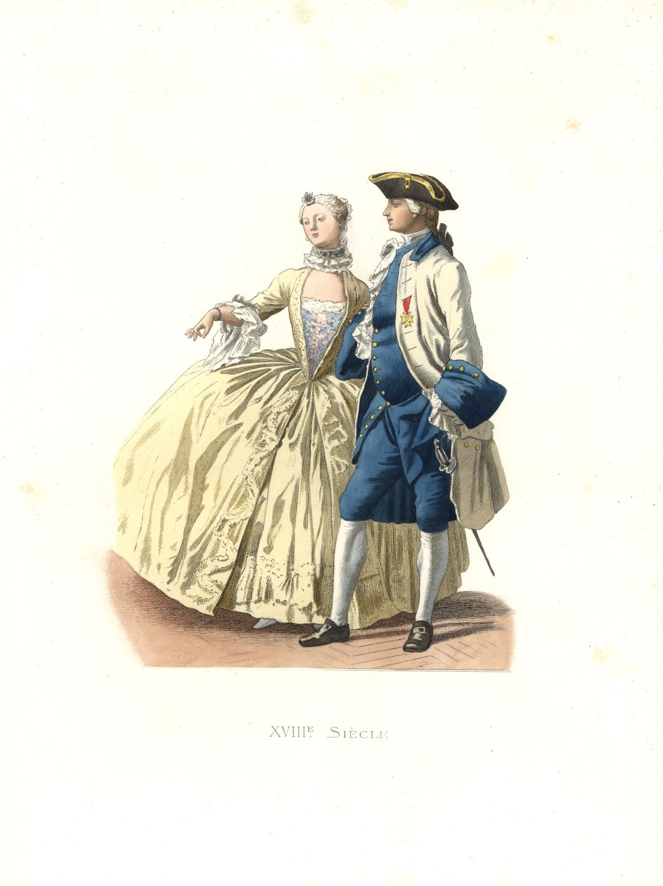 Officier en dame van kwaliteit, Frankrijk door Edmond Lechevallier Chevignard