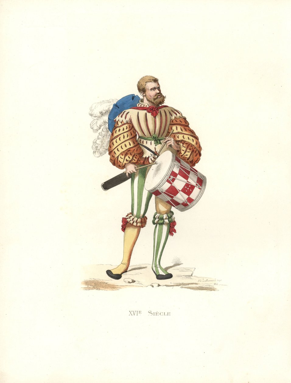 Duitse militaire trommelaar door Edmond Lechevallier Chevignard