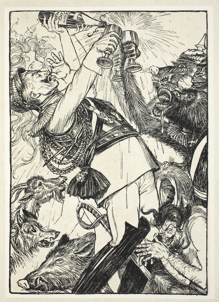 De wijn van Circe en de Pruisische Comus, illustratie uit The Kaiser