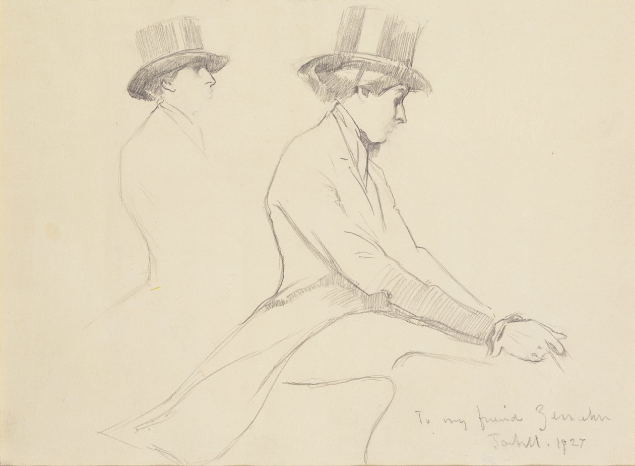 Ruiterfiguren (potlood op papier) door Edmund Charles Tarbell