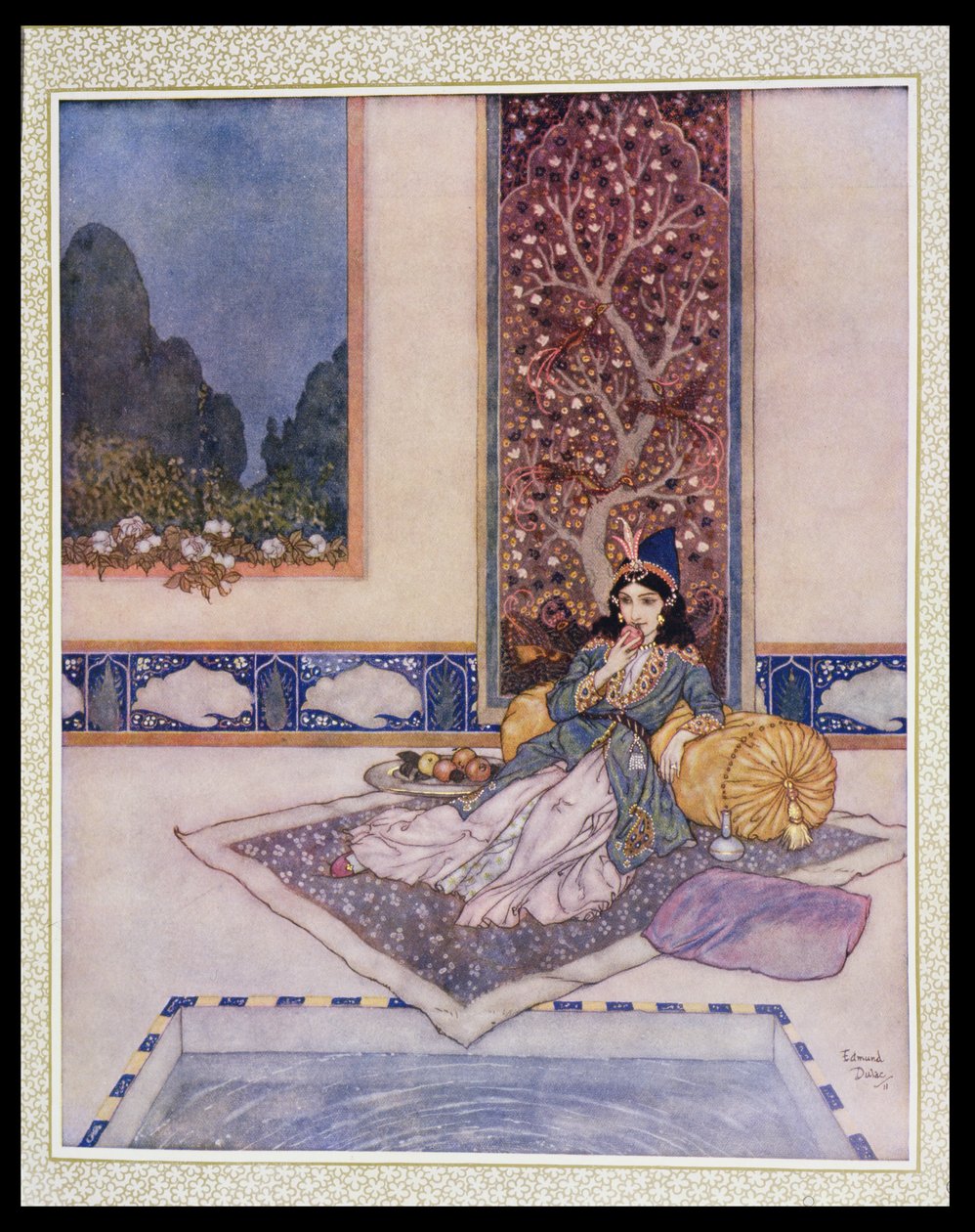 Een prinses eet fruit door Edmund Dulac