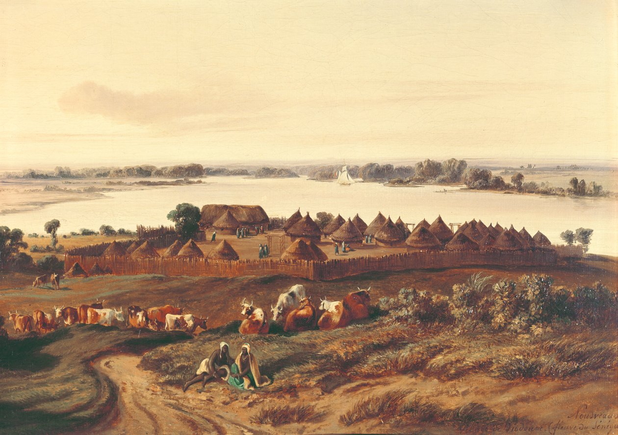 Dorp in Senegal door Edouard Auguste Nousveaux