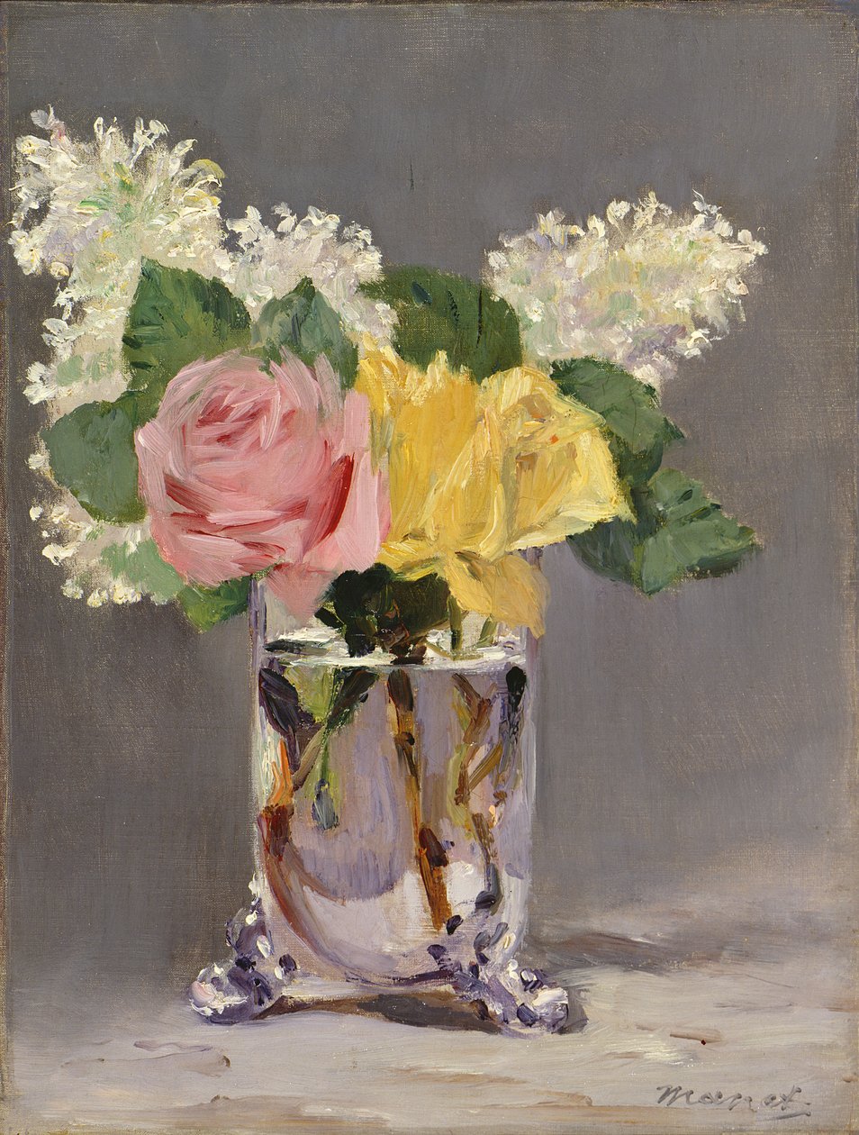 Seringen en Rozen door Édouard Manet