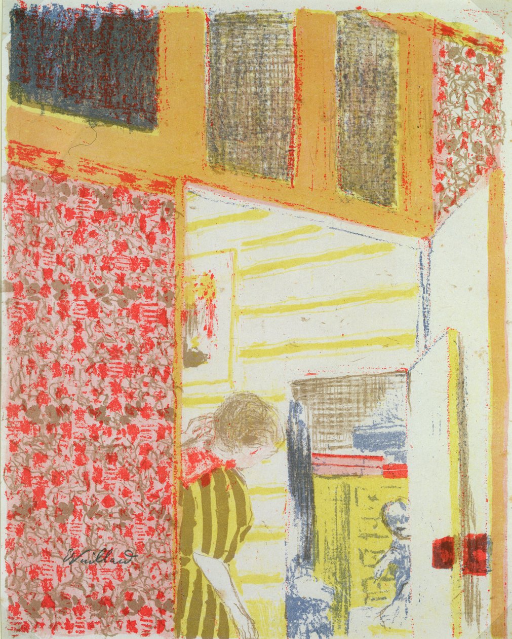 Interieur in Roze Tint III door Edouard Vuillard
