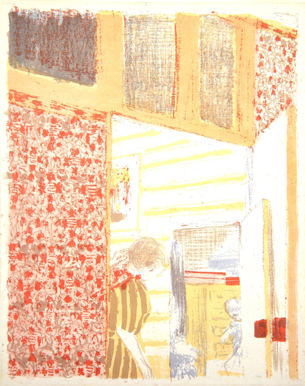Interieur met roze behang III, 1899 door Edouard Vuillard
