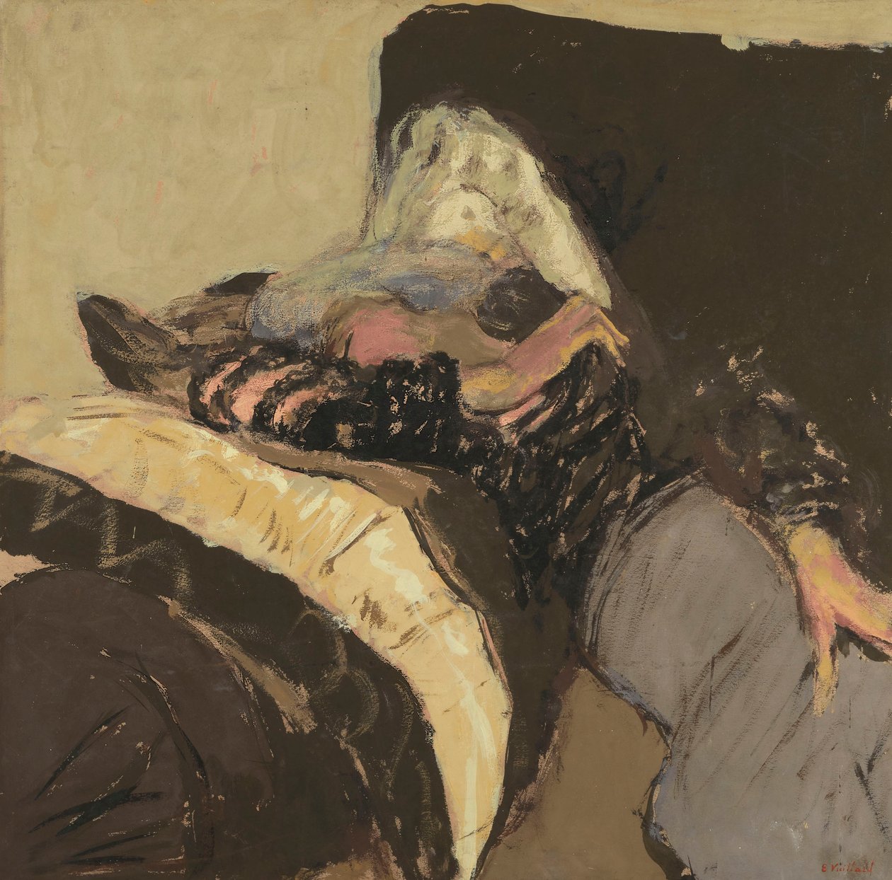 Lucy Hessel slapend op een divan door Edouard Vuillard