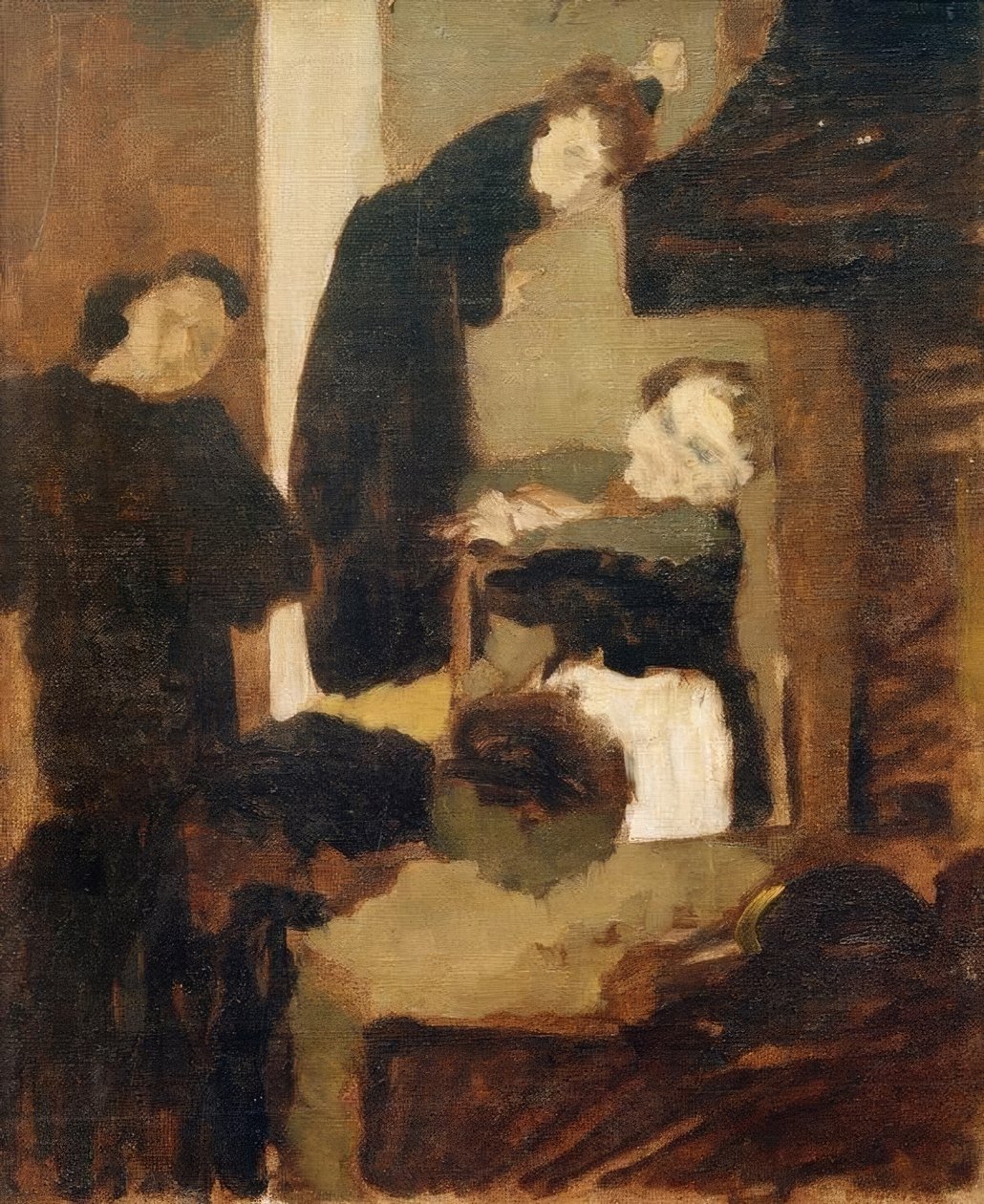 Madame Vuillard en haar werksters door Edouard Vuillard
