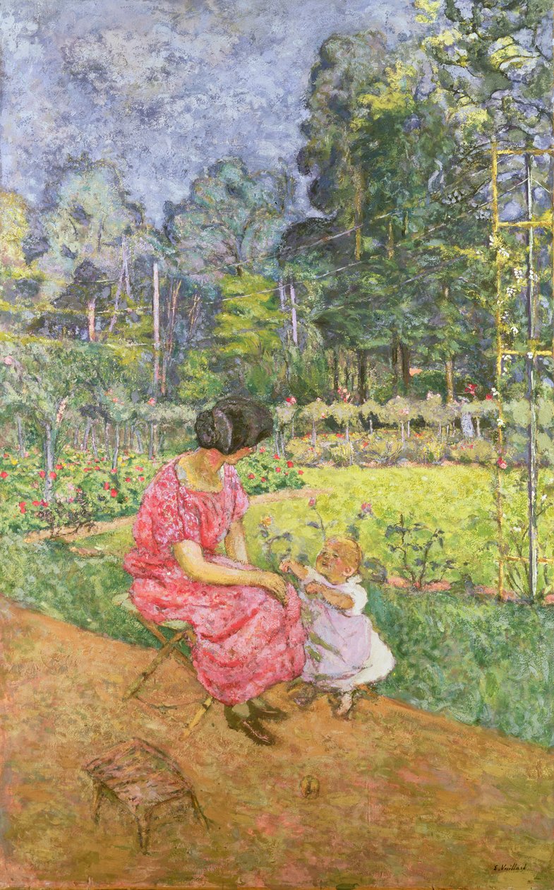 Vrouw en kind in een tuin door Edouard Vuillard