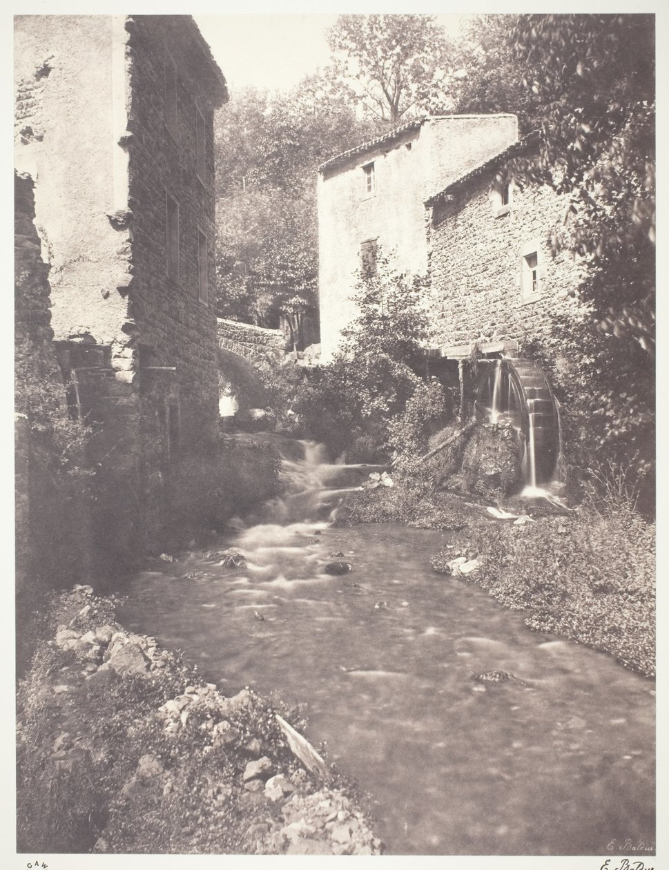 Watermolens in Auvergne door Edouard Denis Baldus
