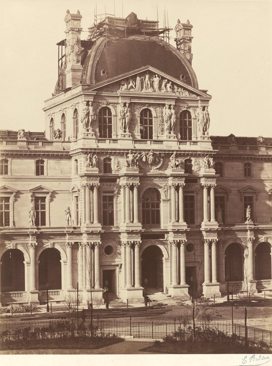 Uitzicht op het Louvre door Edouard Denis Baldus