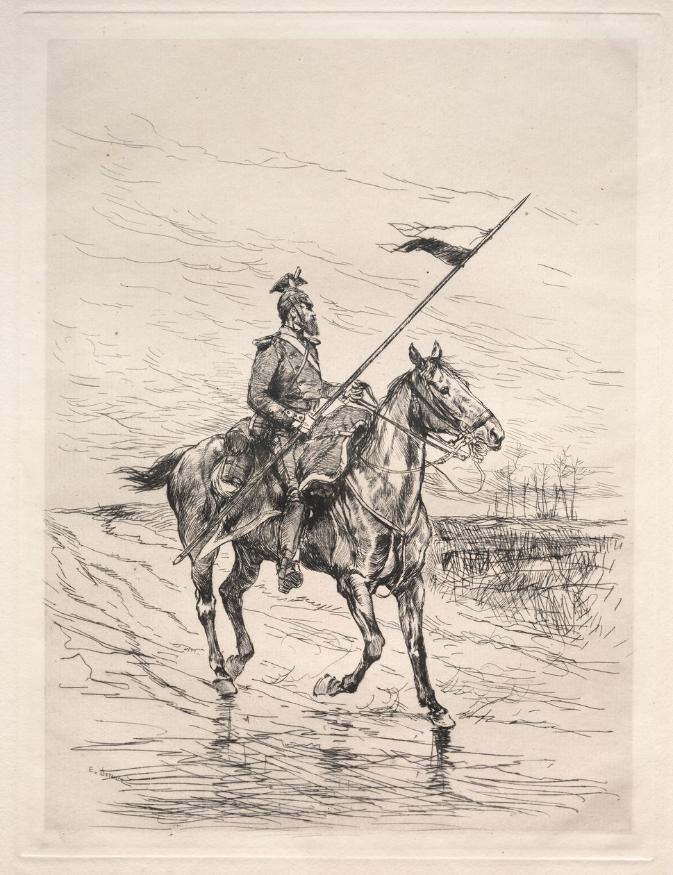 Een Uhlan door Jean Baptiste Edouard Detaille