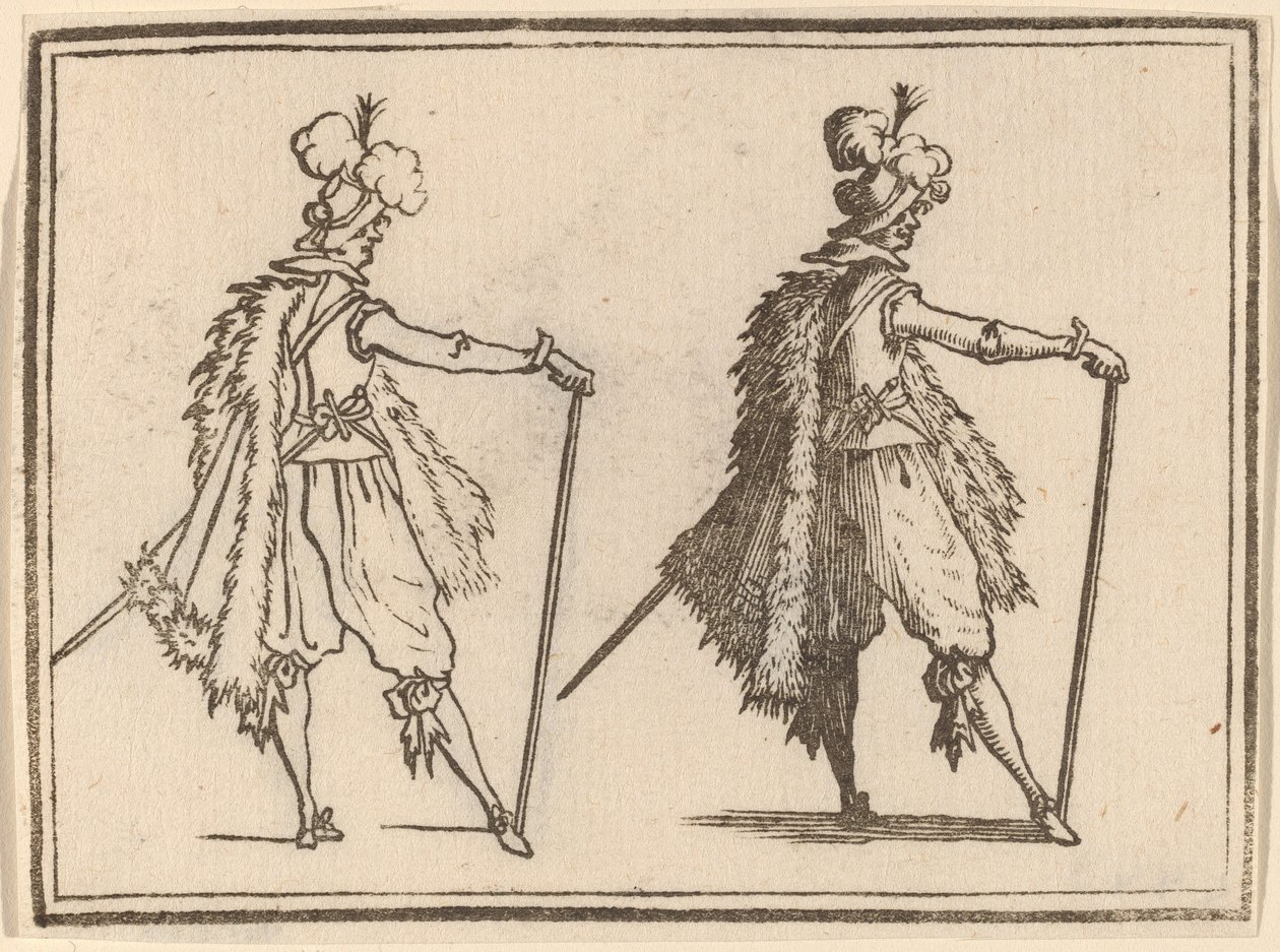 Heer met Stok door Edouard Eckman after Jacques Callot