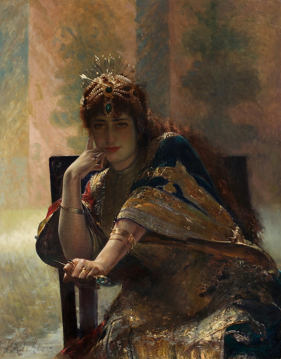 Oosterse vrouw door Edouard Frederic Wilhelm Richter