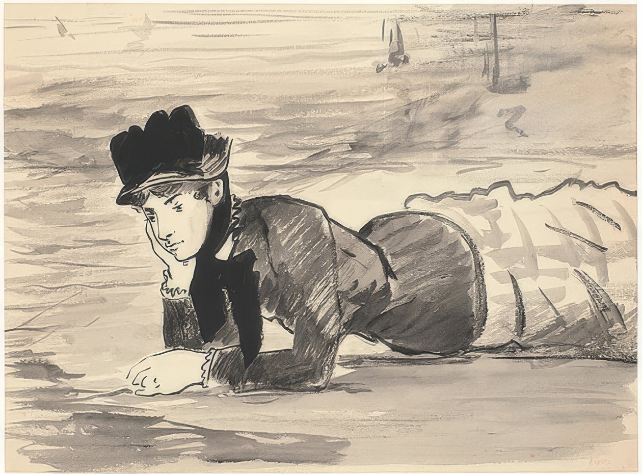 Annabel Lee aan het strand. Om 1881 door Édouard Manet