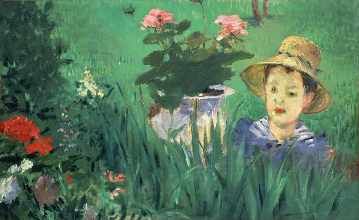 Jongen in bloemen Jacques Hoschedé door Édouard Manet