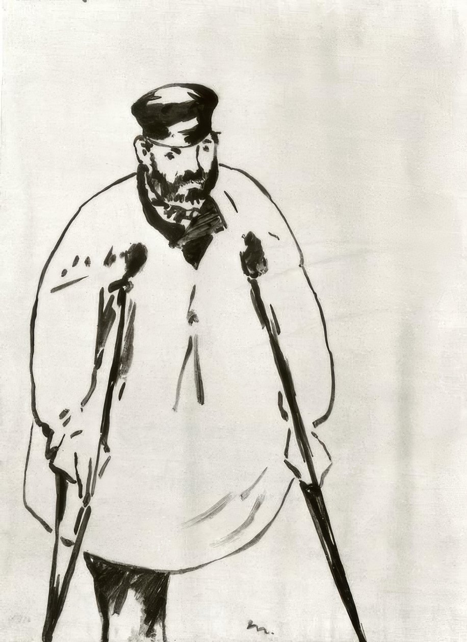 Een man met krukken door Édouard Manet