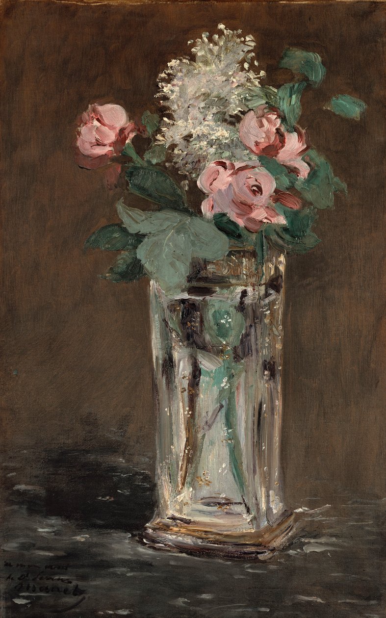 Bloemen in een kristallen vaas door Édouard Manet
