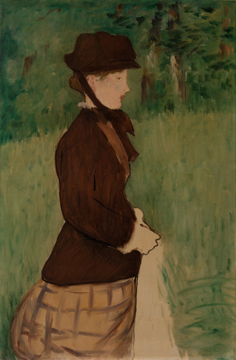 Jonge vrouw in een tuin door Édouard Manet