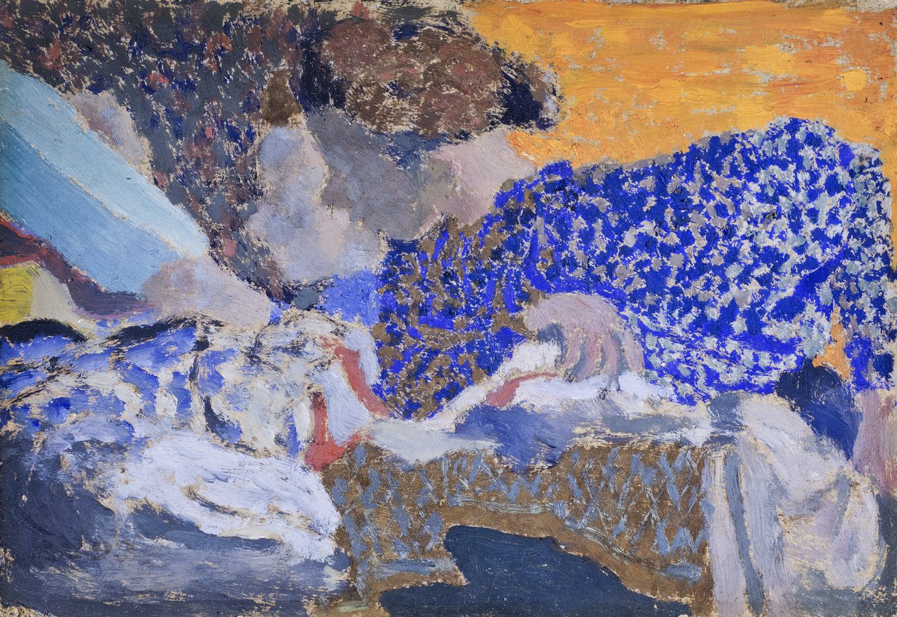 Twee werksters in het naaiatelier door Edouard Vuillard