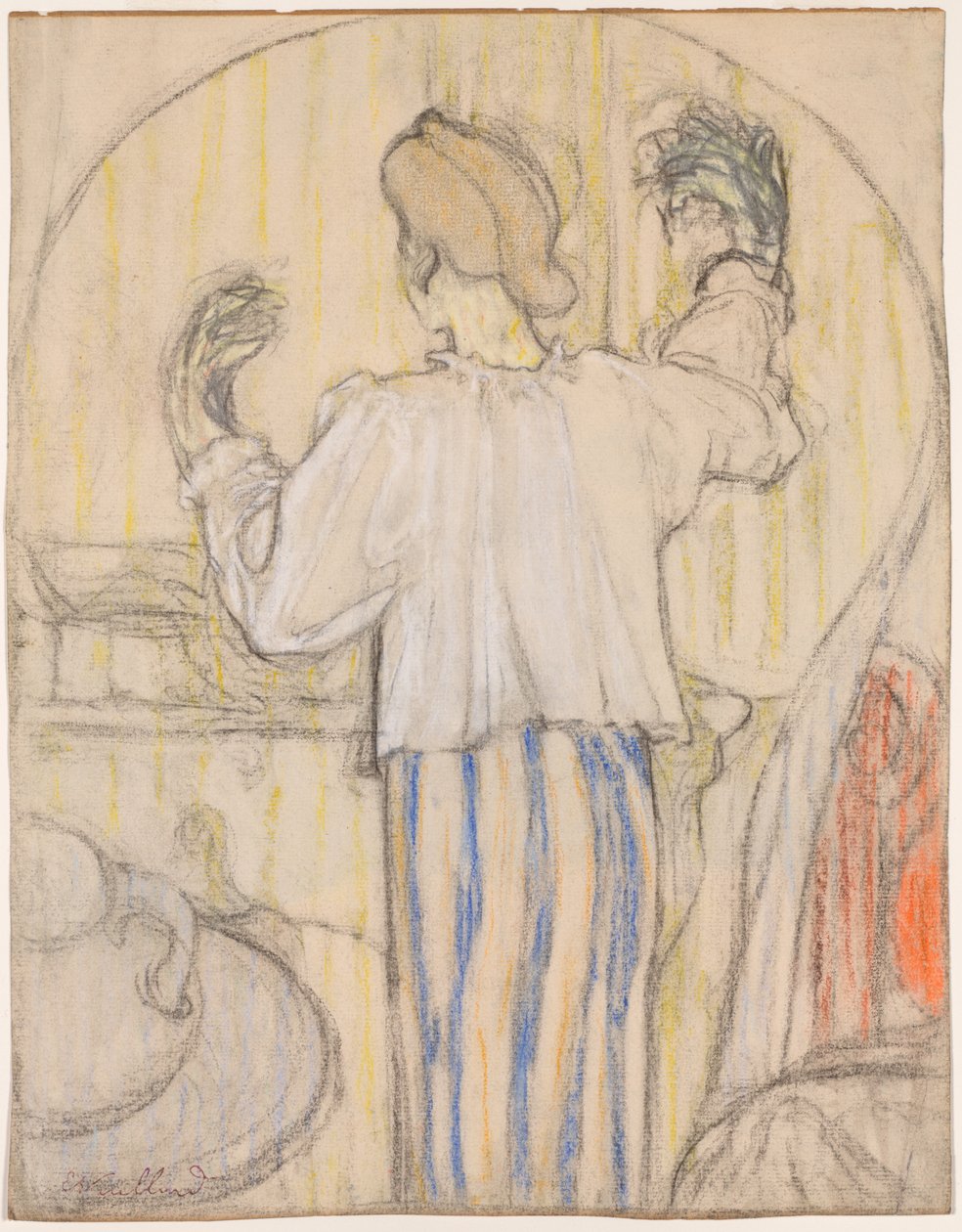 Voor de spiegel (recto) door Edouard Vuillard