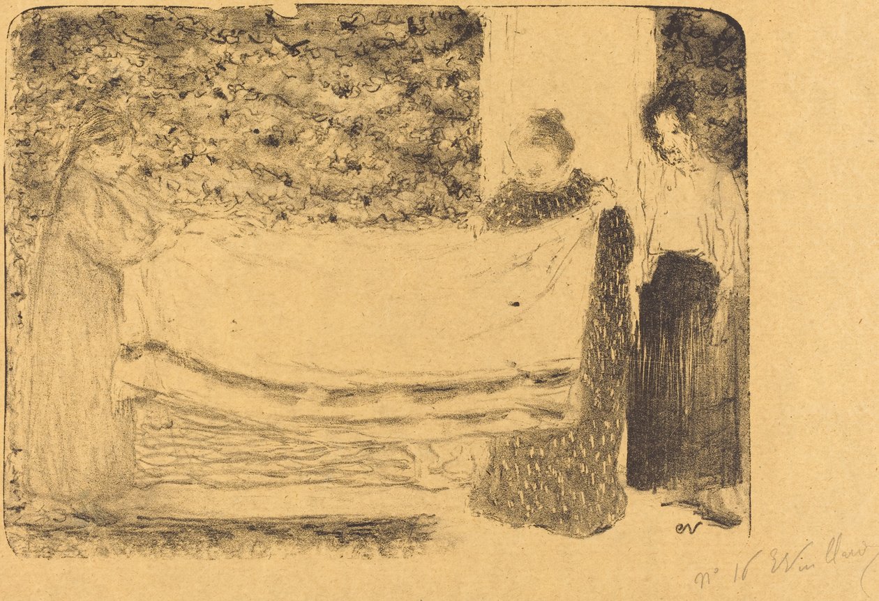 Het Vouwen van het Linnen door Edouard Vuillard