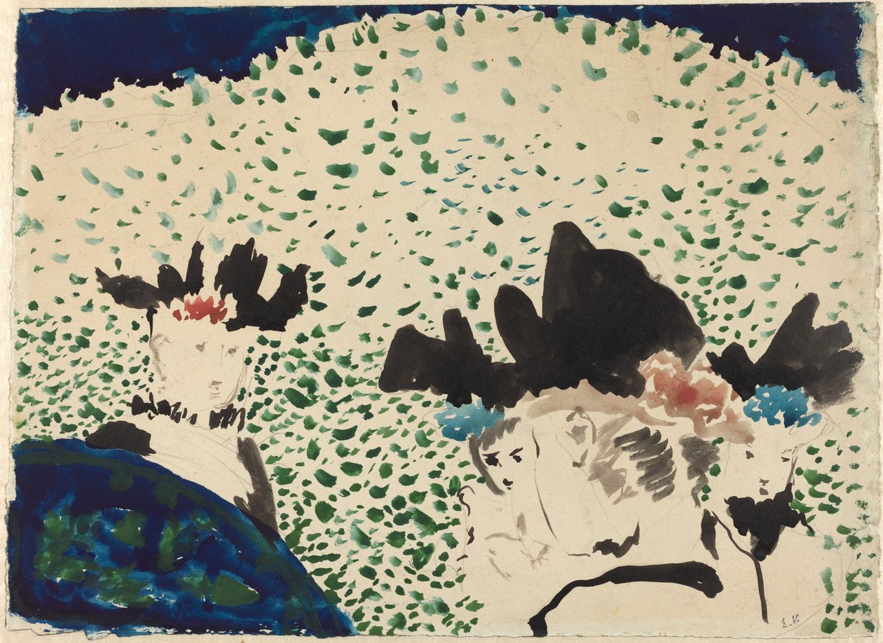Vier dames met fantasiehoeden door Edouard Vuillard