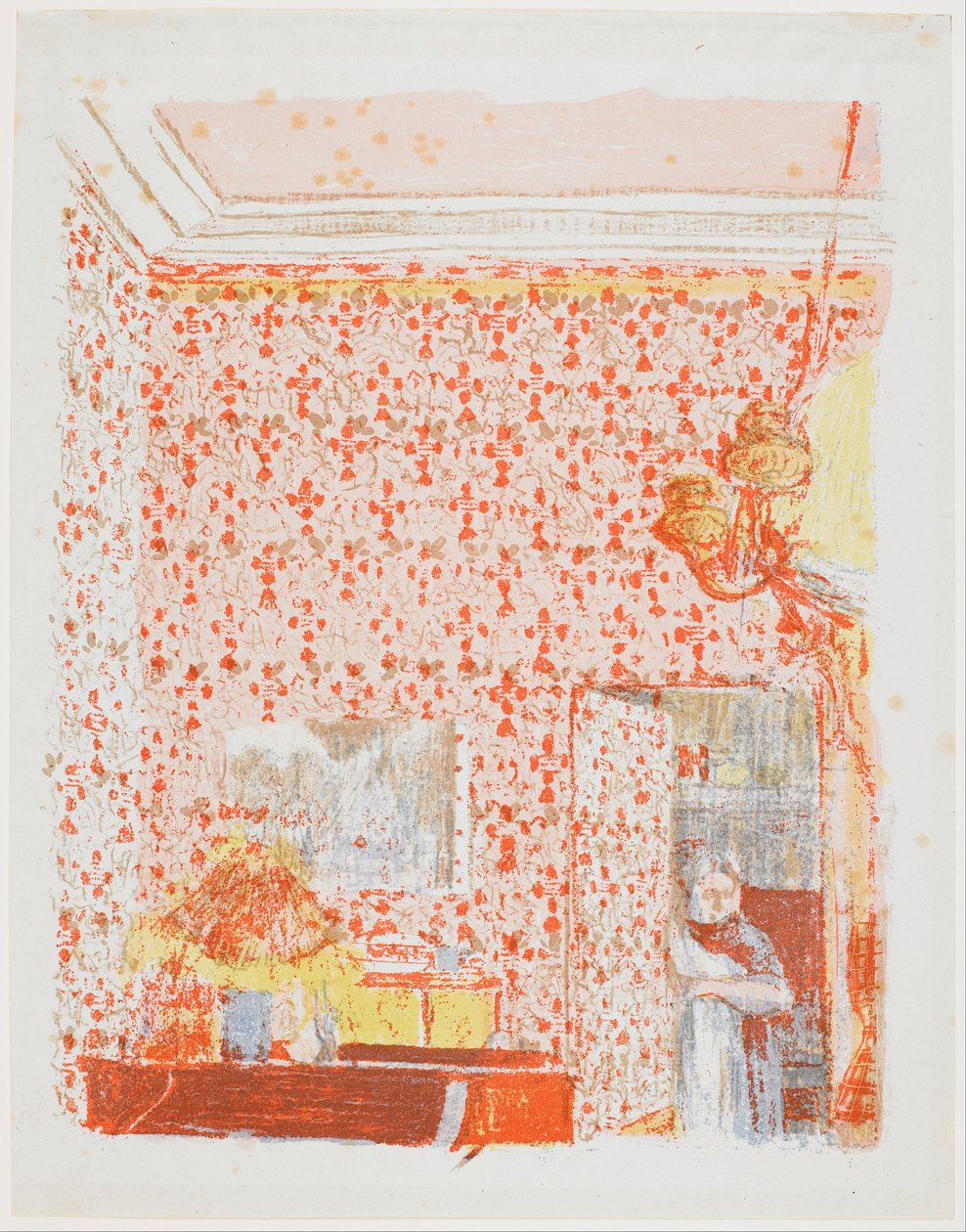 Interieur met Roze Gordijnen I door Edouard Vuillard