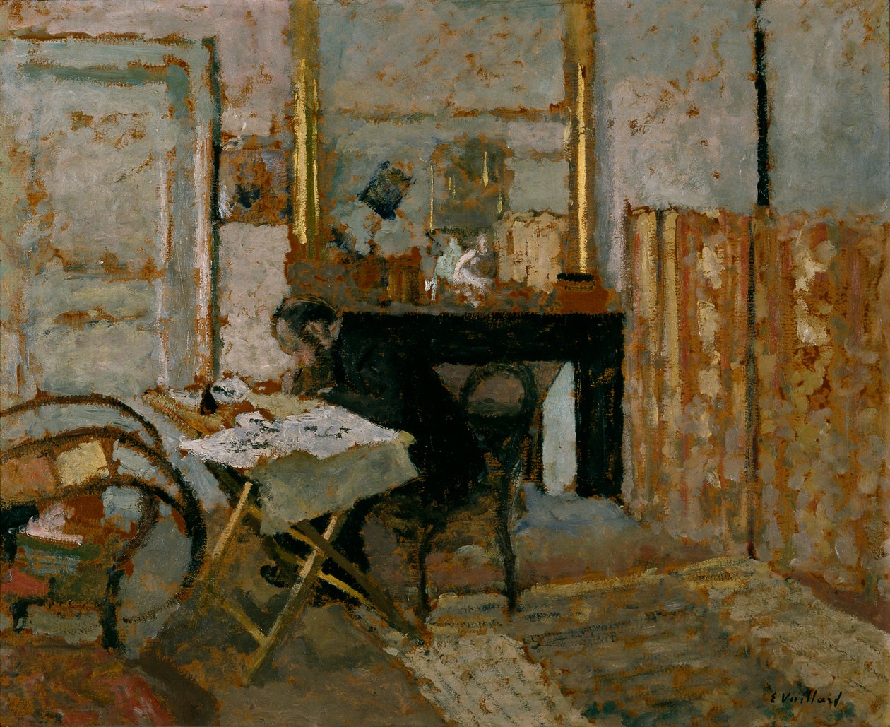 K.X. Roussel Leest, ca 1904 (olieverf op karton) door Edouard Vuillard