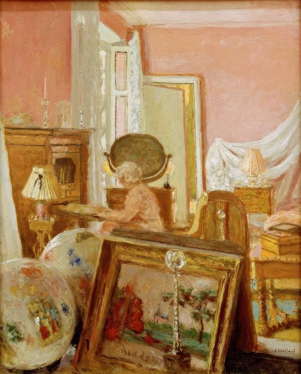 Madame Hessel in de kamer in Clayes door Edouard Vuillard