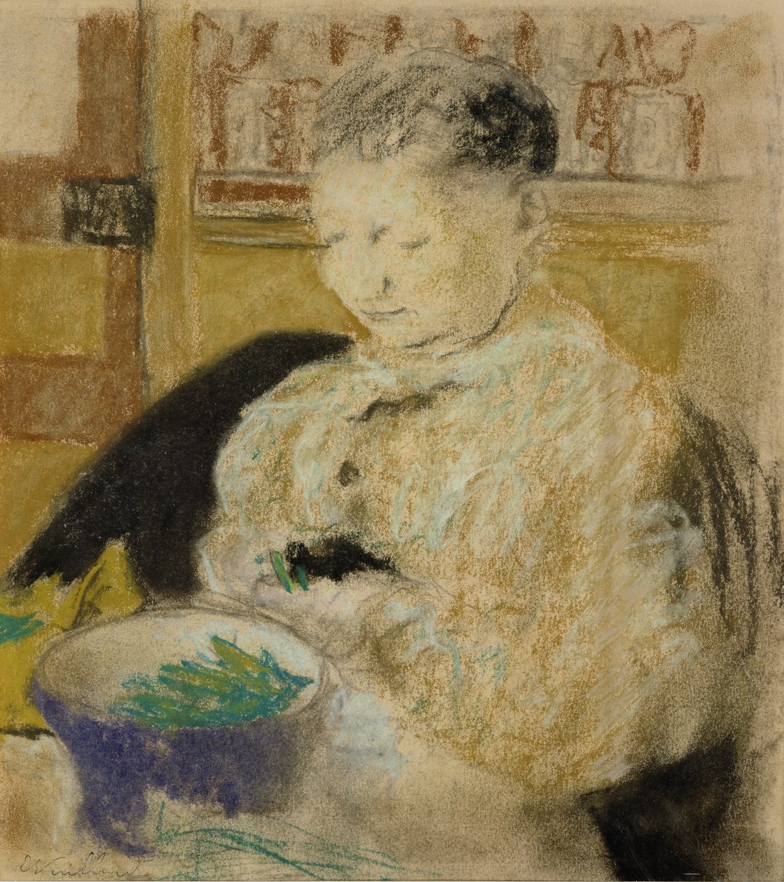 Madame Vuillard Dopt Erwten, 1905 door Edouard Vuillard