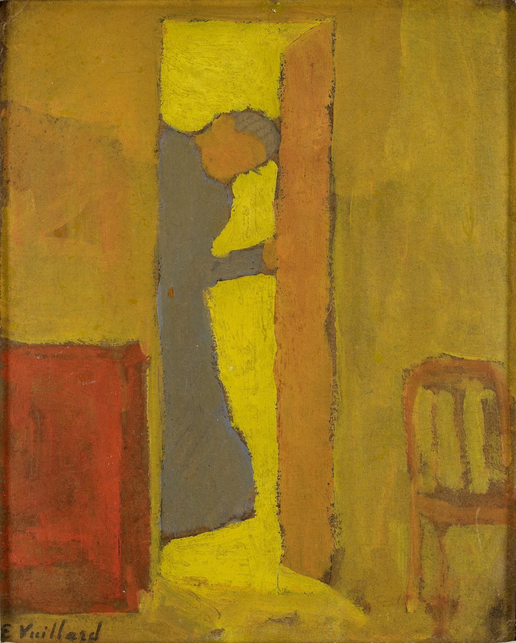De moeder van de kunstenaar opent een deur door Edouard Vuillard