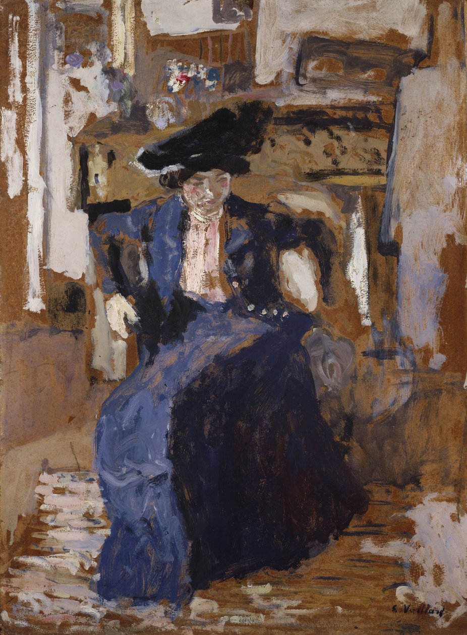 Vrouw in blauw door Edouard Vuillard
