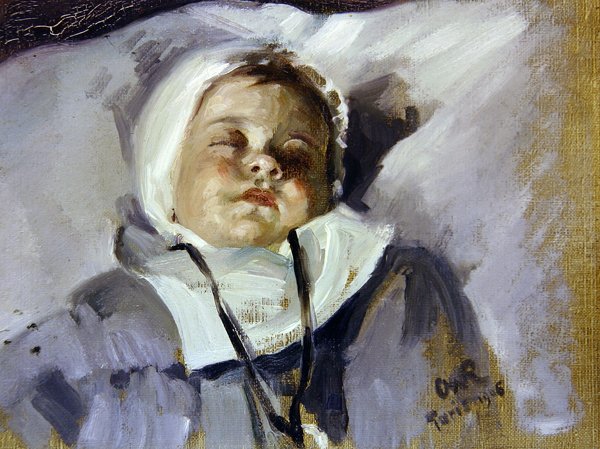 Slapend kind door Henry Charles Fehr