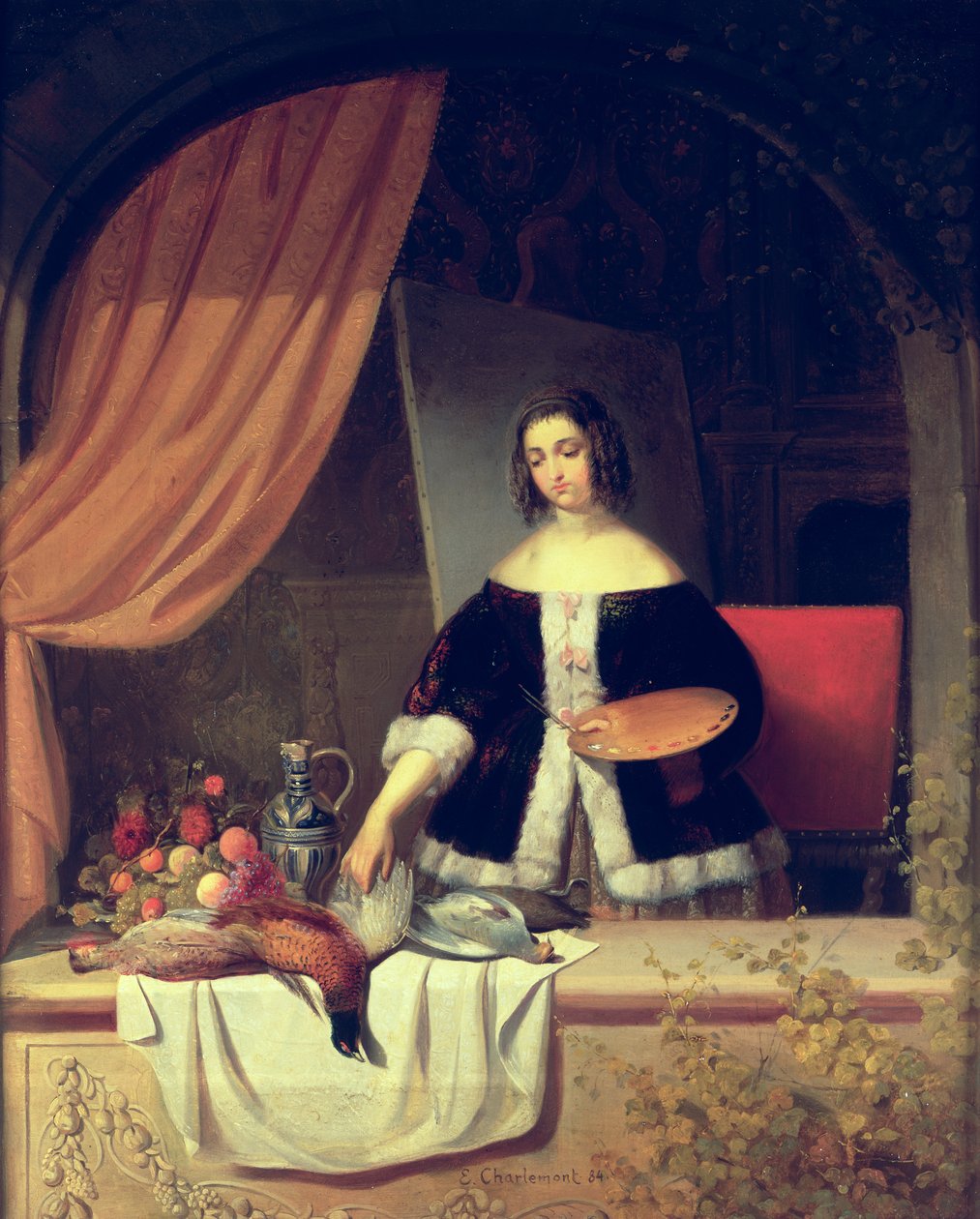 Haar Stilleven Rangschikken, 1884 door Eduard Charlemont