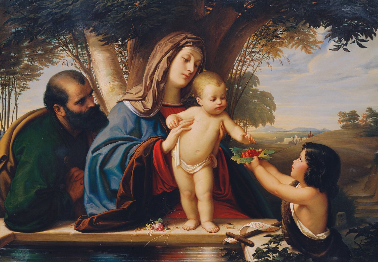 Heilige Familie met Johannes de Doper als kind door Eduard Jakob von Steinle