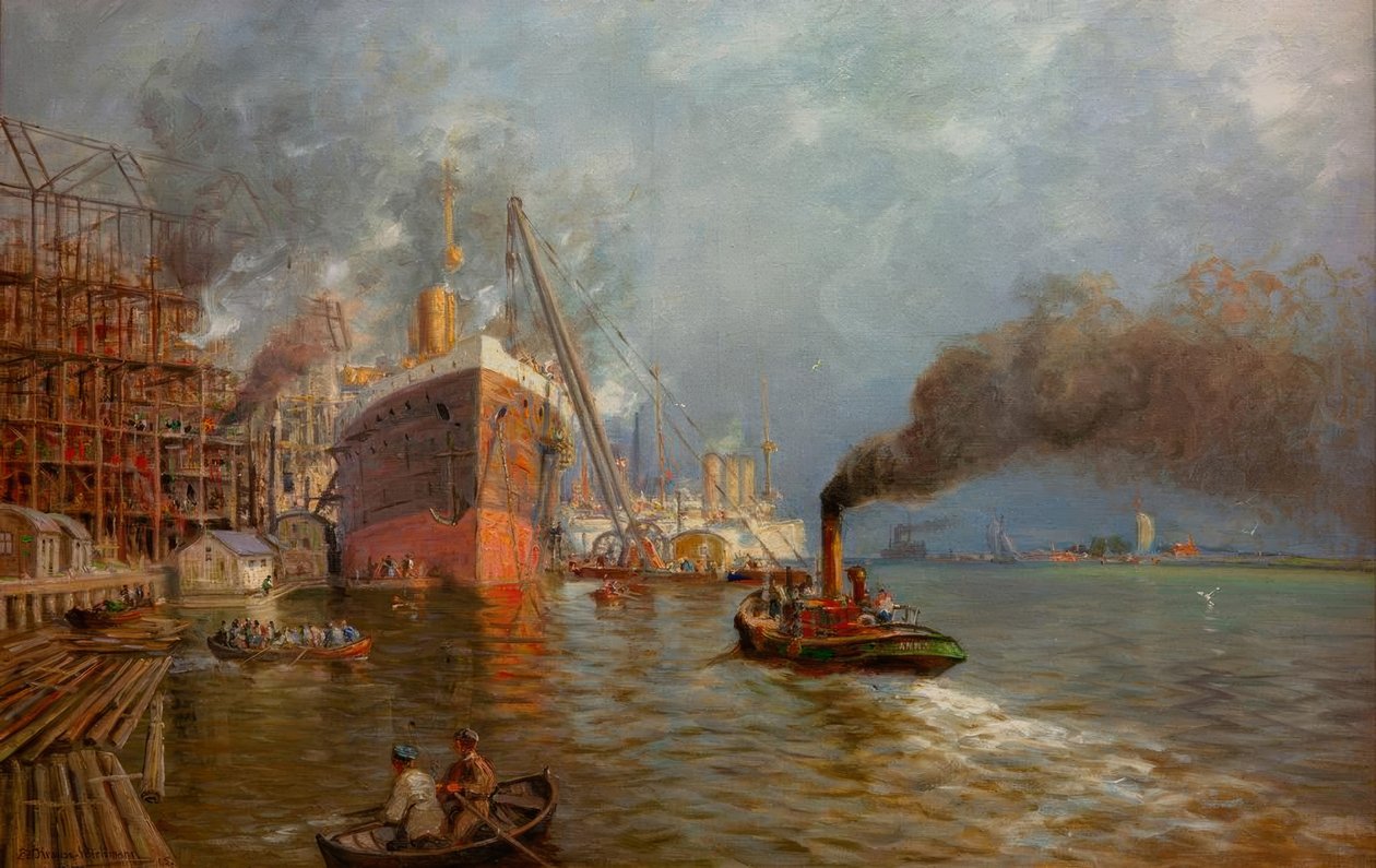 De Stettiner Vulcan-Werf door Eduard Krause Wichmann