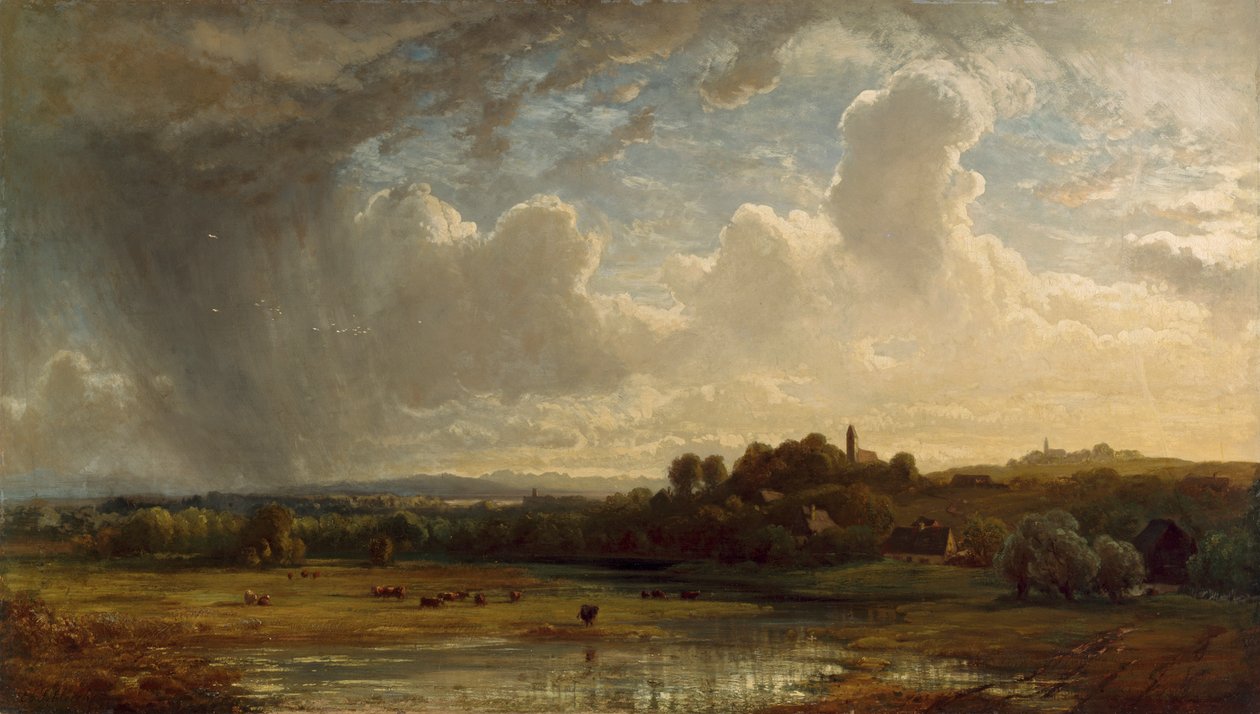 Beierse rivierlandschap bij onweer door Eduard Schleich der Ältere