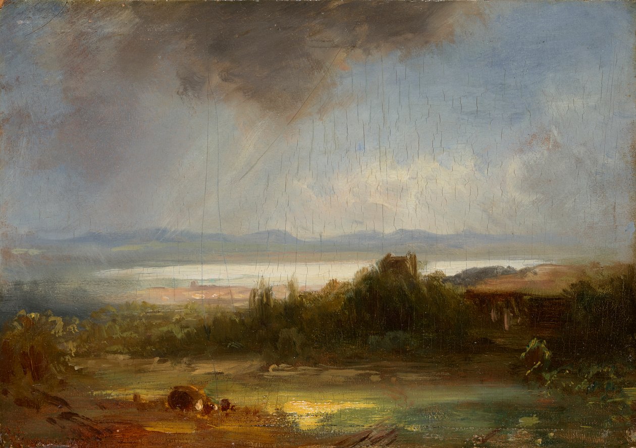 Kasteel Starnberg met Würmsee door Eduard Schleich der Ältere