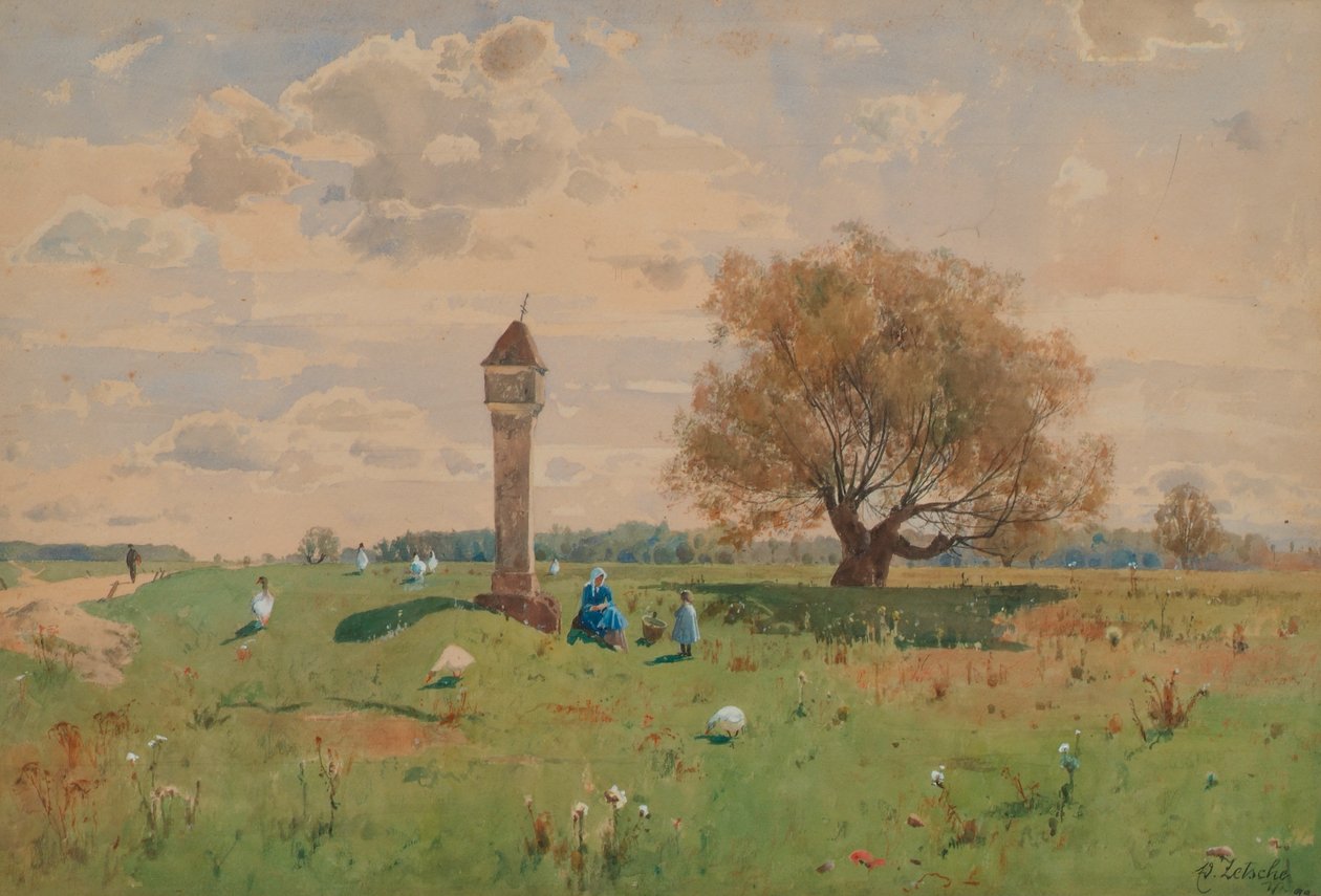 Landschap bij Lichtenwörth door Eduard Zetsche
