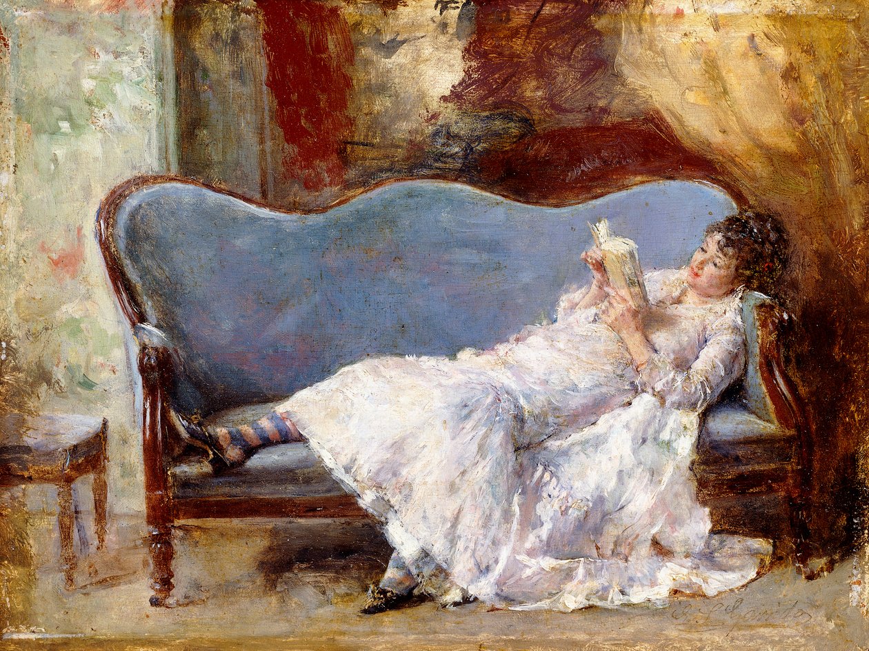 Een dame die leest door Eduardo Leon Garrido