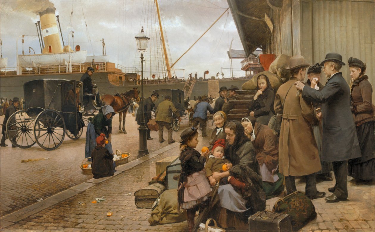 Emigranten op Larsens Plads door Edvard Petersen