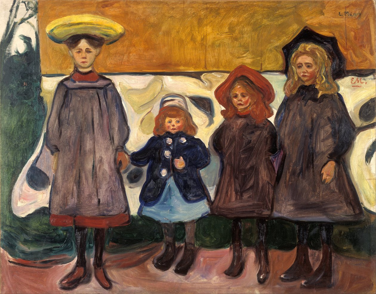 Vier meisjes in Åsgårdstrand door Edvard Munch